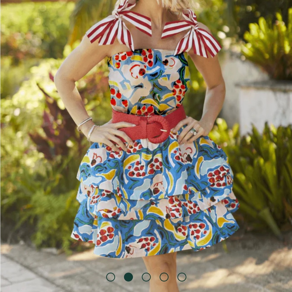 BURU - new with tags! Vibrant Floral Teagan Mini Skirt - Blue and Yellow - Picture 2 of 5